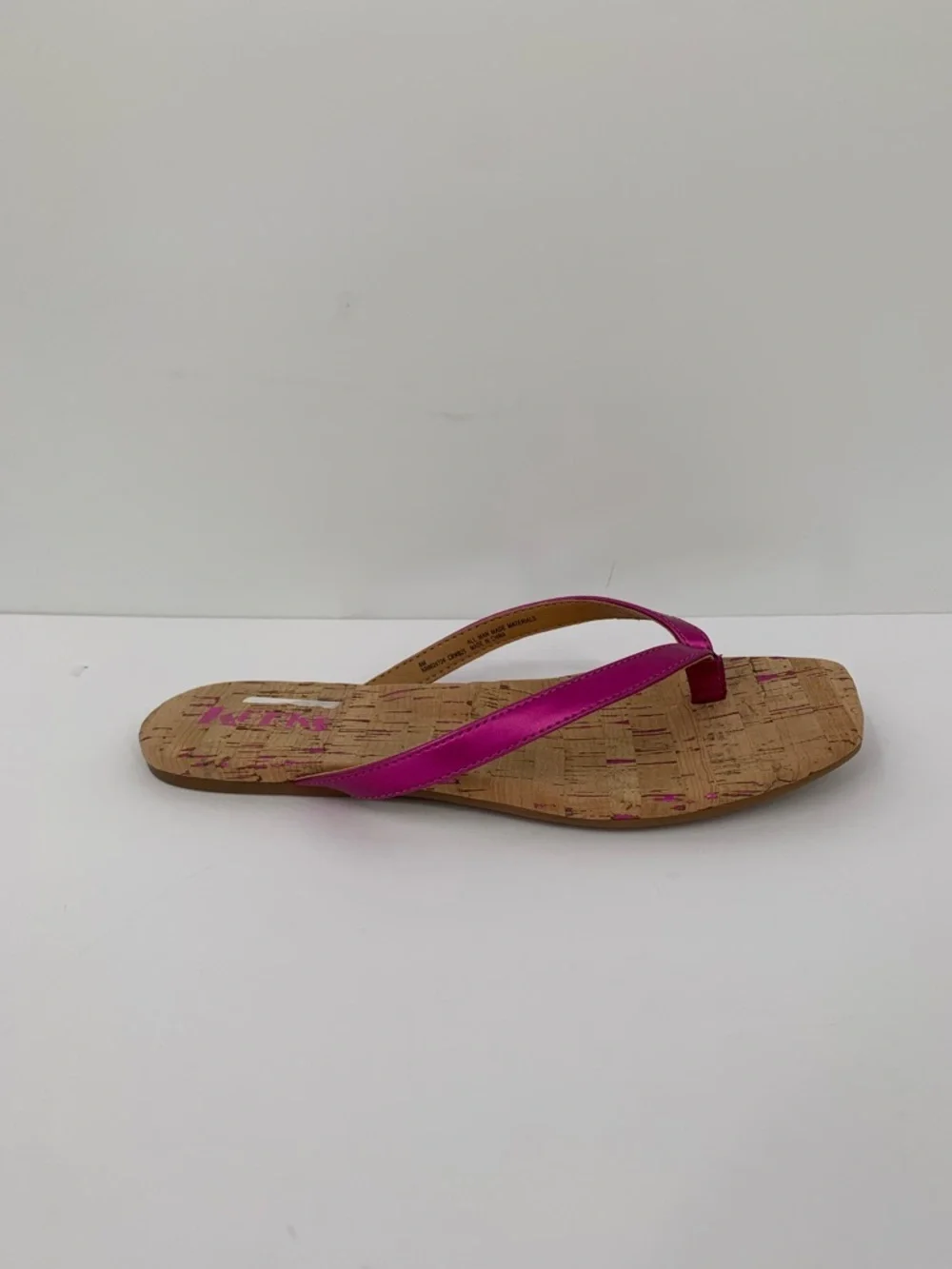 Korks Winnie flip flop thong sandal metallic pink slide shoe cork flat new 8